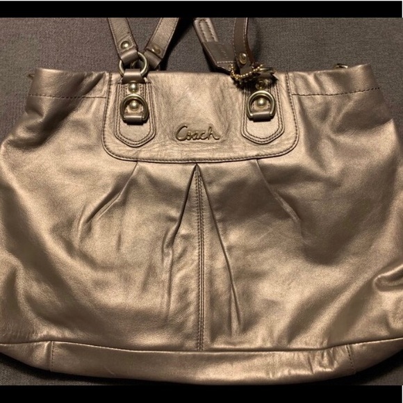 COACH ASHLEY METALLIC LEATHER CARRYALL - Picture 2 of 4